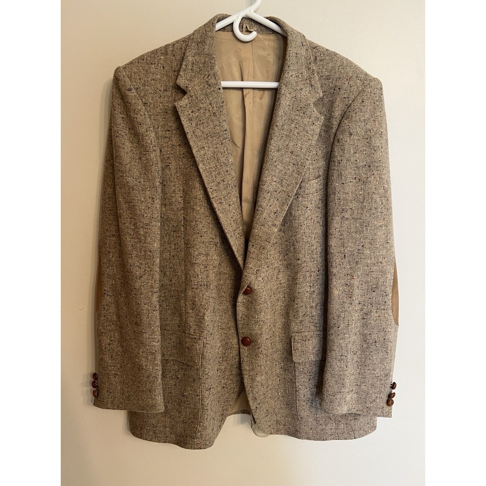 WFF by Farah Men's 100% Pure Wool Sport Jacket Size 44L Elbow Patches Vintage
